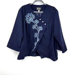 Bob Mackie Navy Blue Jacket with Light Blue Embroidery